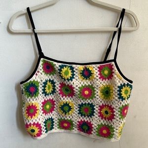Crocheted crop top multicolor size large